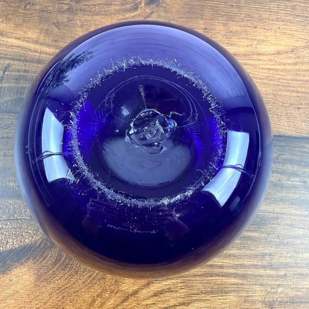 Blenko #68 Cobalt Blue Glass Rose Bowl Pre-Designer Two Handle 1930s